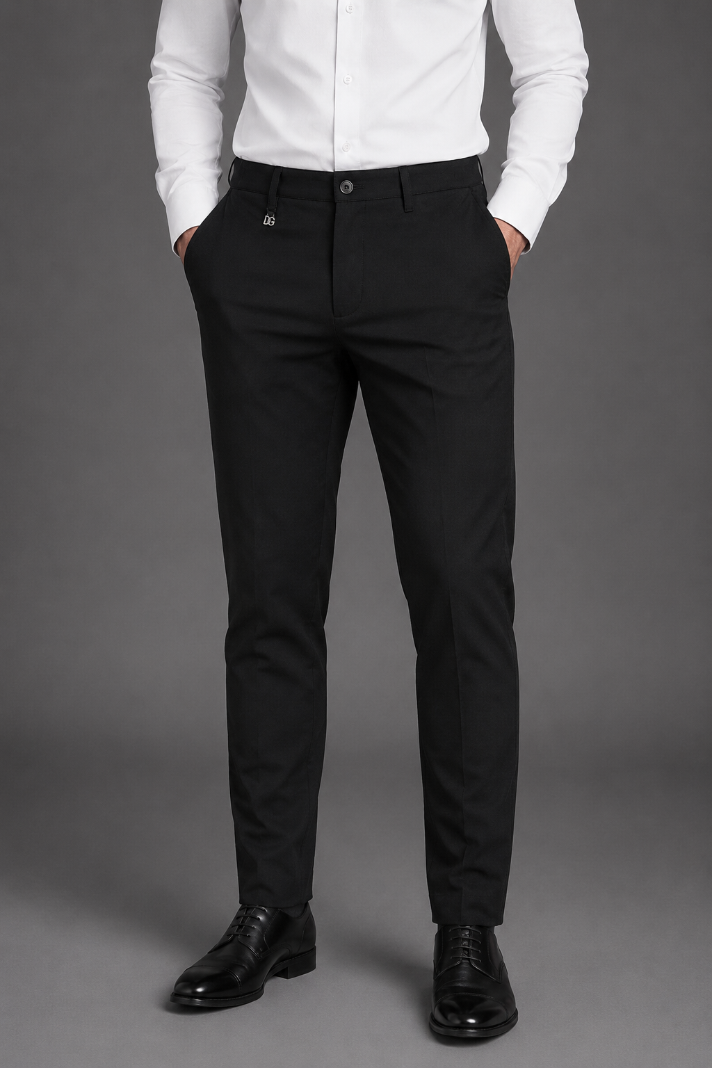 Loro Piana Men's Slim-Fit Black Chino Trousers