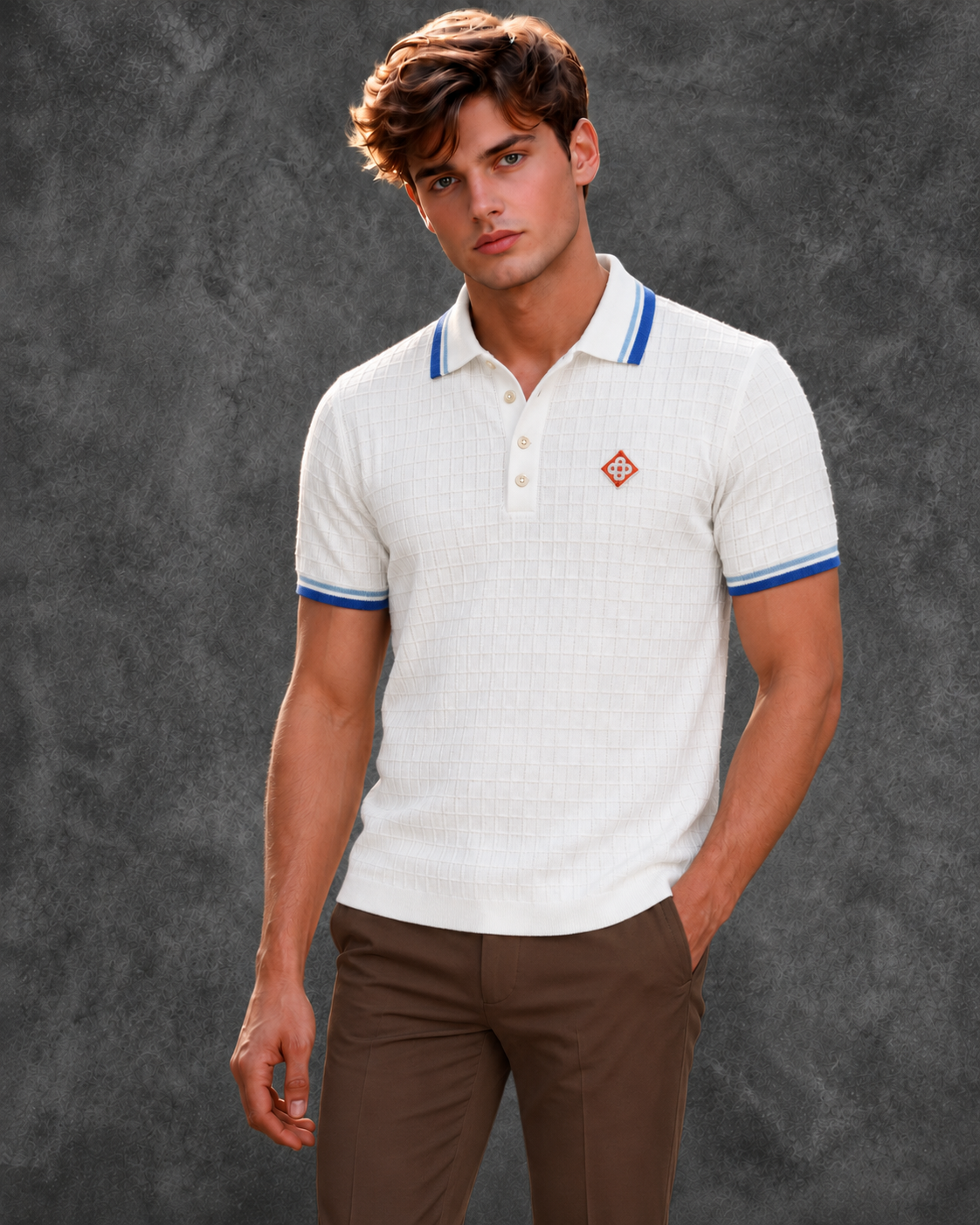 Casablanca Men's Slim-Fit Off-White Textured Knit T-Shirt