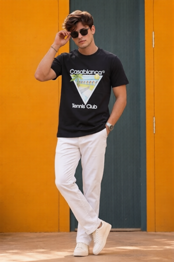 Casablanca Men's Slim-Fit Black Tennis Club Graphic T-Shirt