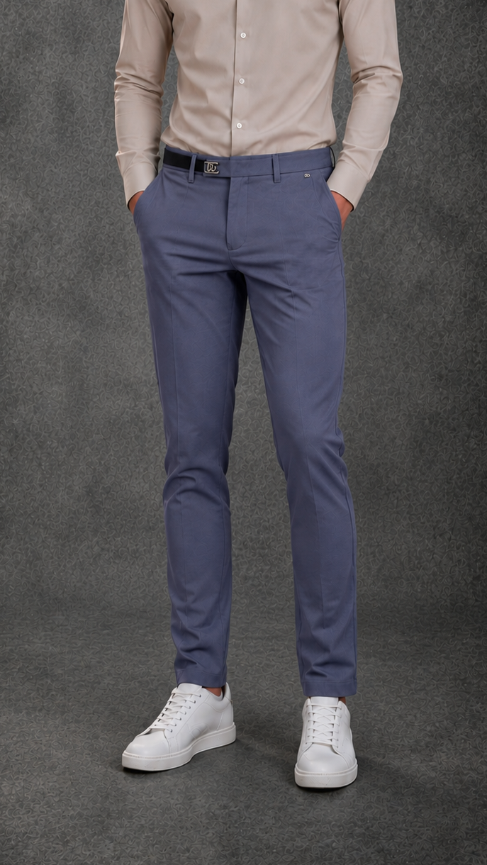 Dolce & Gabbana Tailored Slim-Fit Trousers in Steel Blue-Gray