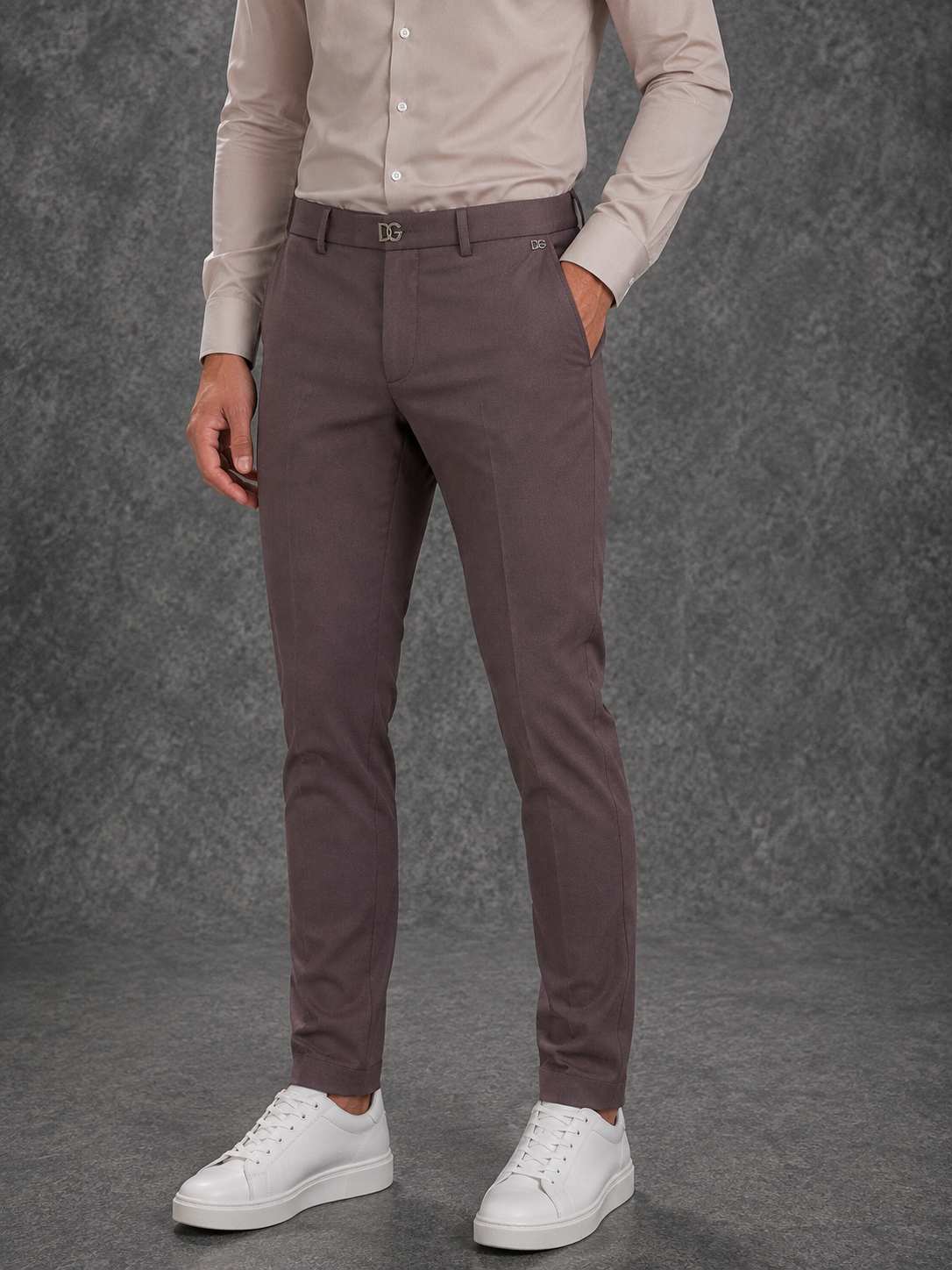 Dolce & Gabbana Tailored Stretch Gabardine Trousers in Dark Brown