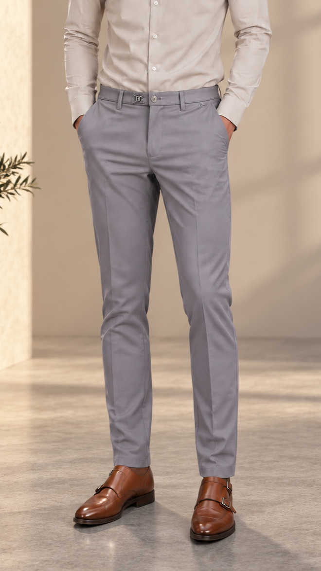Dolce & Gabbana Style Grey Slim Fit Luxury Formal Trouser