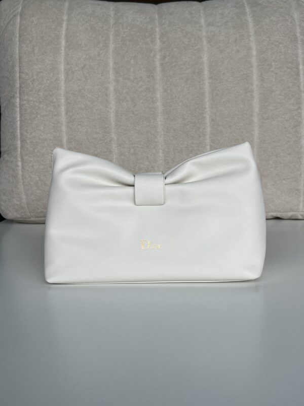 Dior Small Bow Bag in Latte White Lambskin Clutch