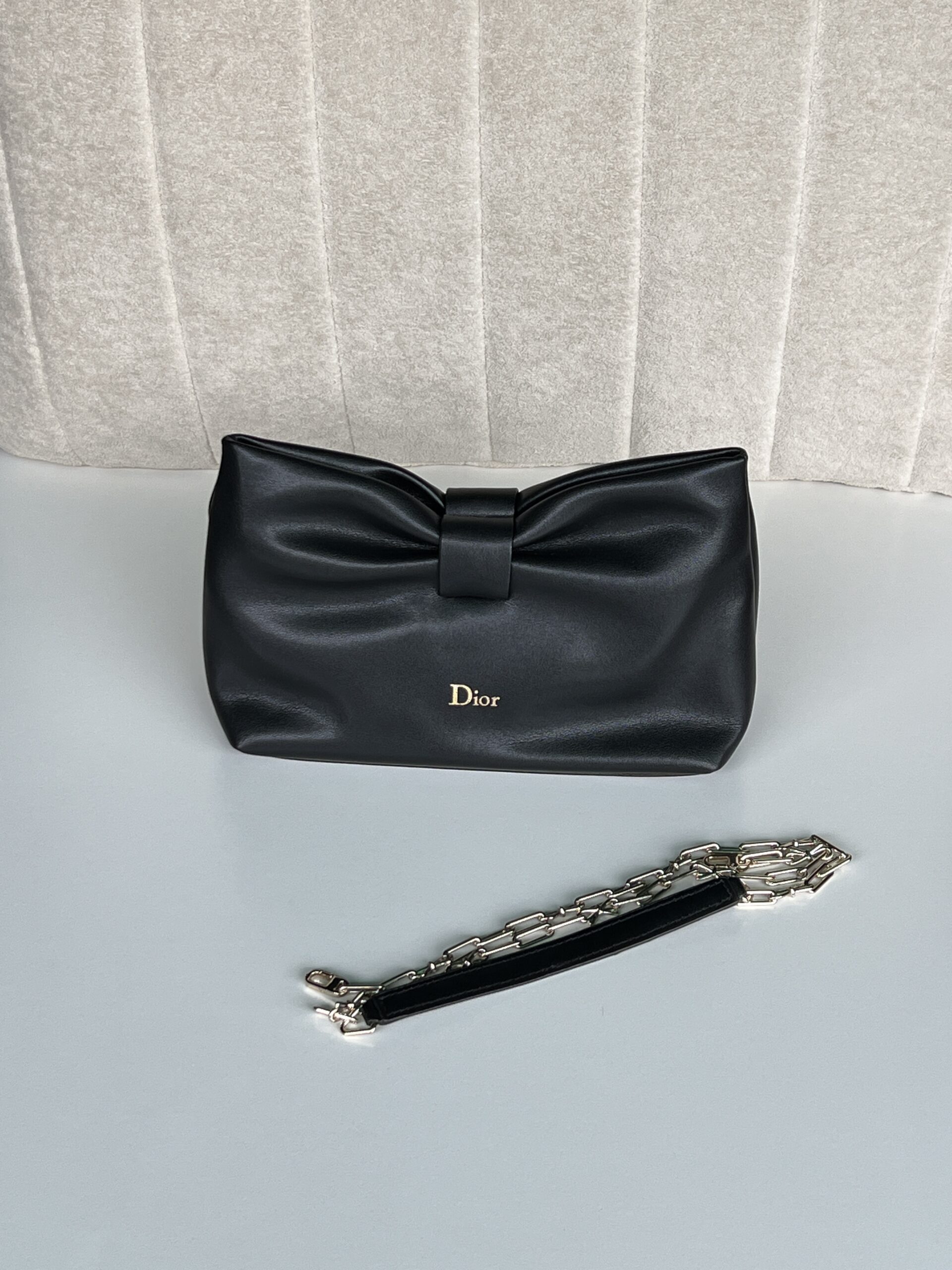 Dior Small Bow Bag in Black Lambskin with Chain Strap