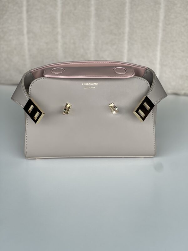 Ferragamo Mini Hug Crossbody Bag in Ash Grey Leather