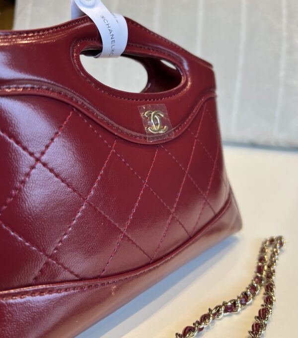 Chanel 31 Nano Shopping Bag in Burgundy Shiny Calfskin
