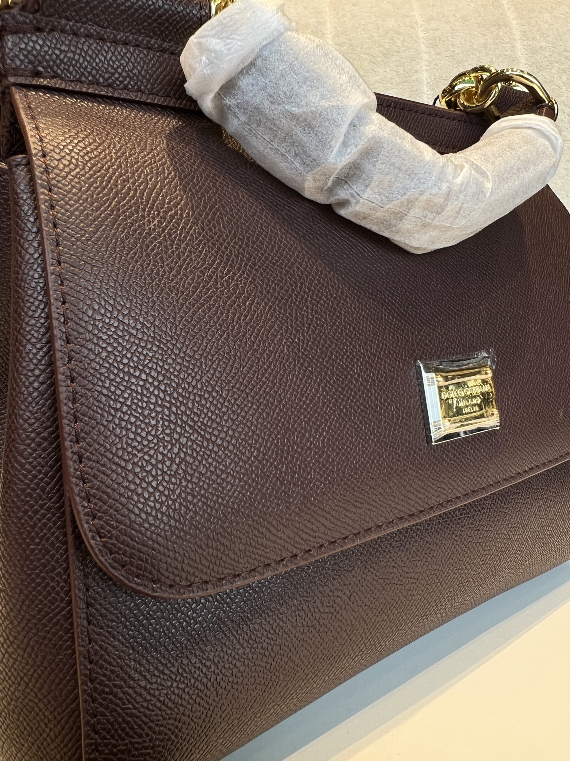 Dolce & Gabbana Medium Sicily Bag in Burgundy Dauphine Leather
