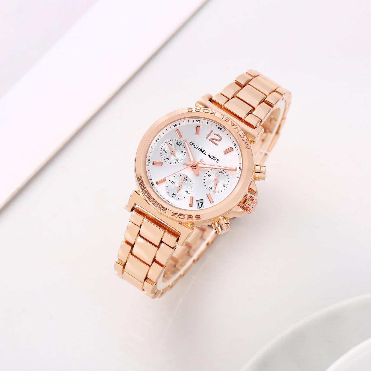 Michael Kors Maren Women's Chronograph Watch in Rose Gold-Tone Stainless Steel (Model: MK7494)