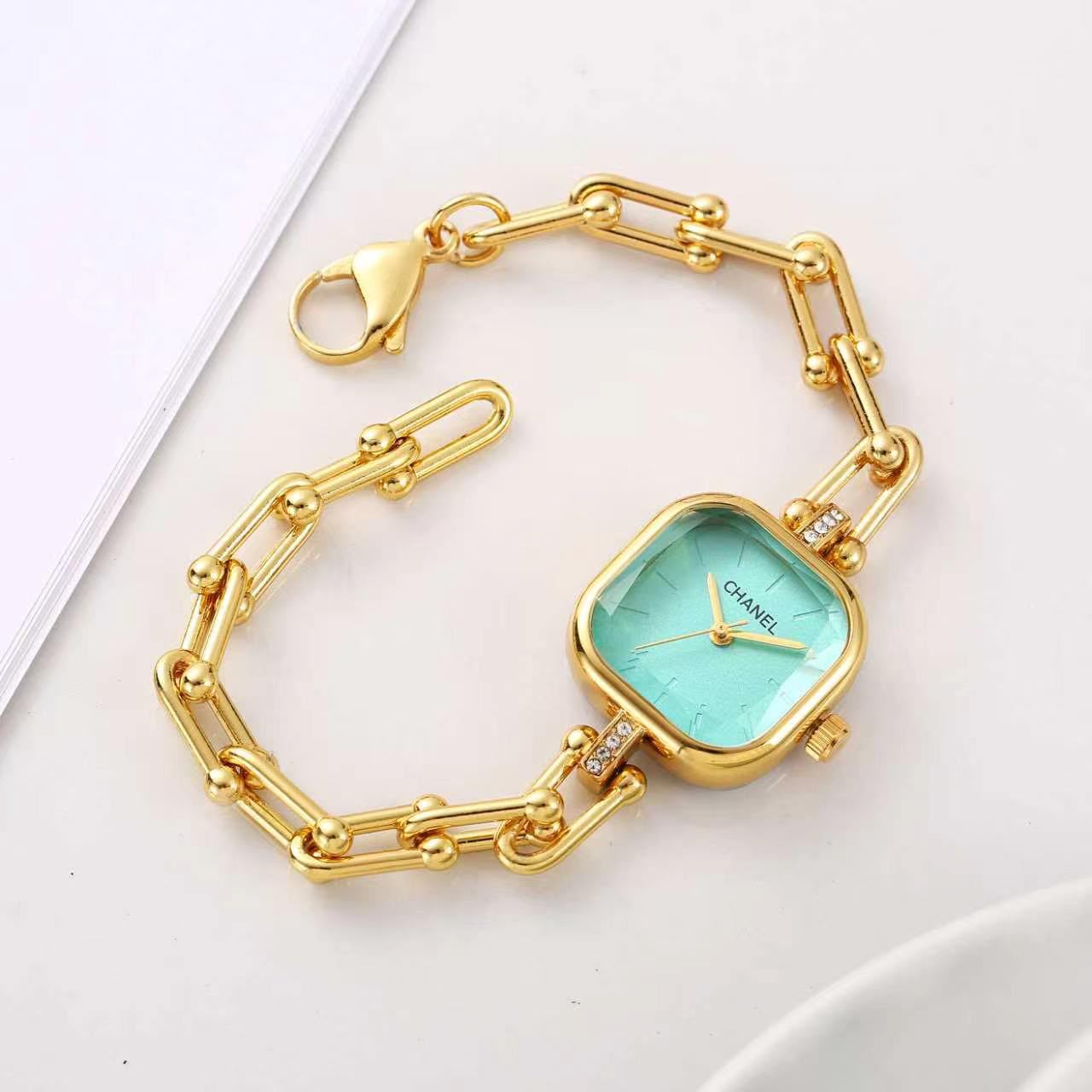 Chanel Première Edition Originale Women's Watch in Yellow Gold-Tone Steel with Mint Green Dial