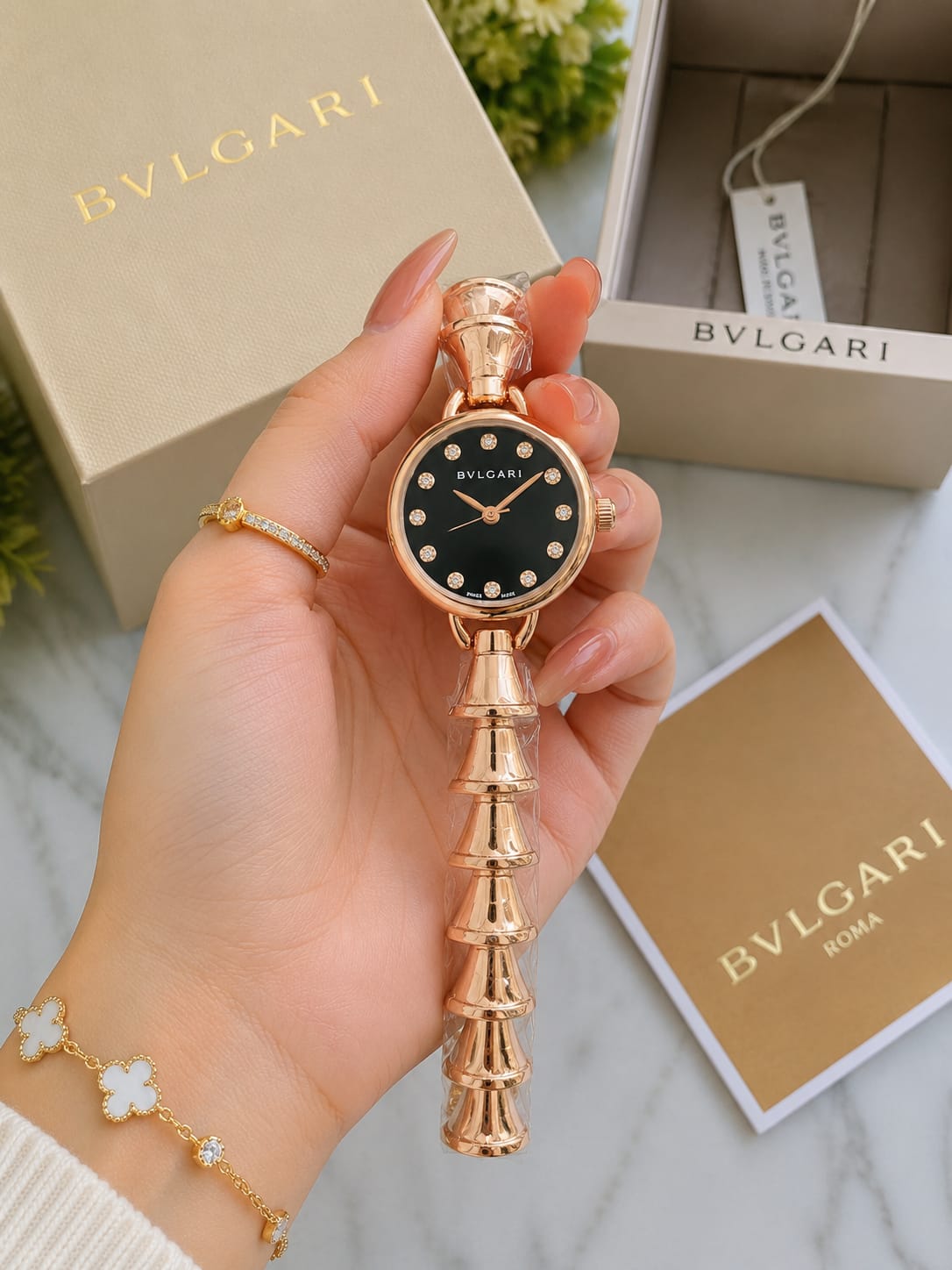 BVLGARI Serpenti Tubogas Style Rose Gold & Black Dial Women's Watch