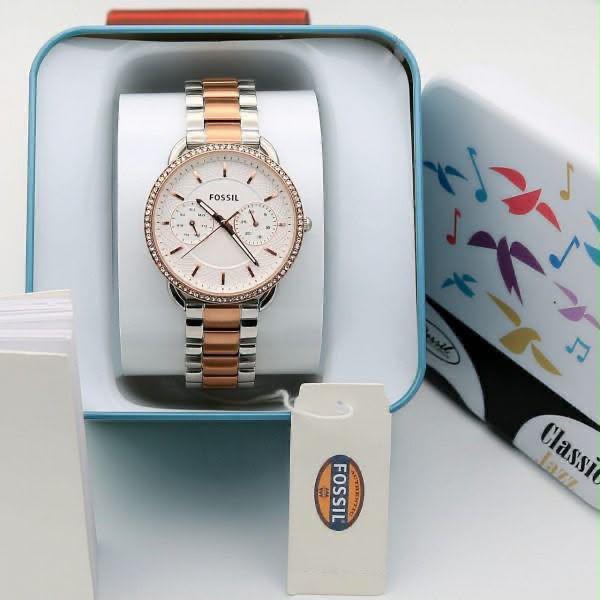 Fossil Tailor Women's Multifunction Watch in Two-Tone Silver and Rose Gold-Tone Stainless Steel (Model: ES4396)
