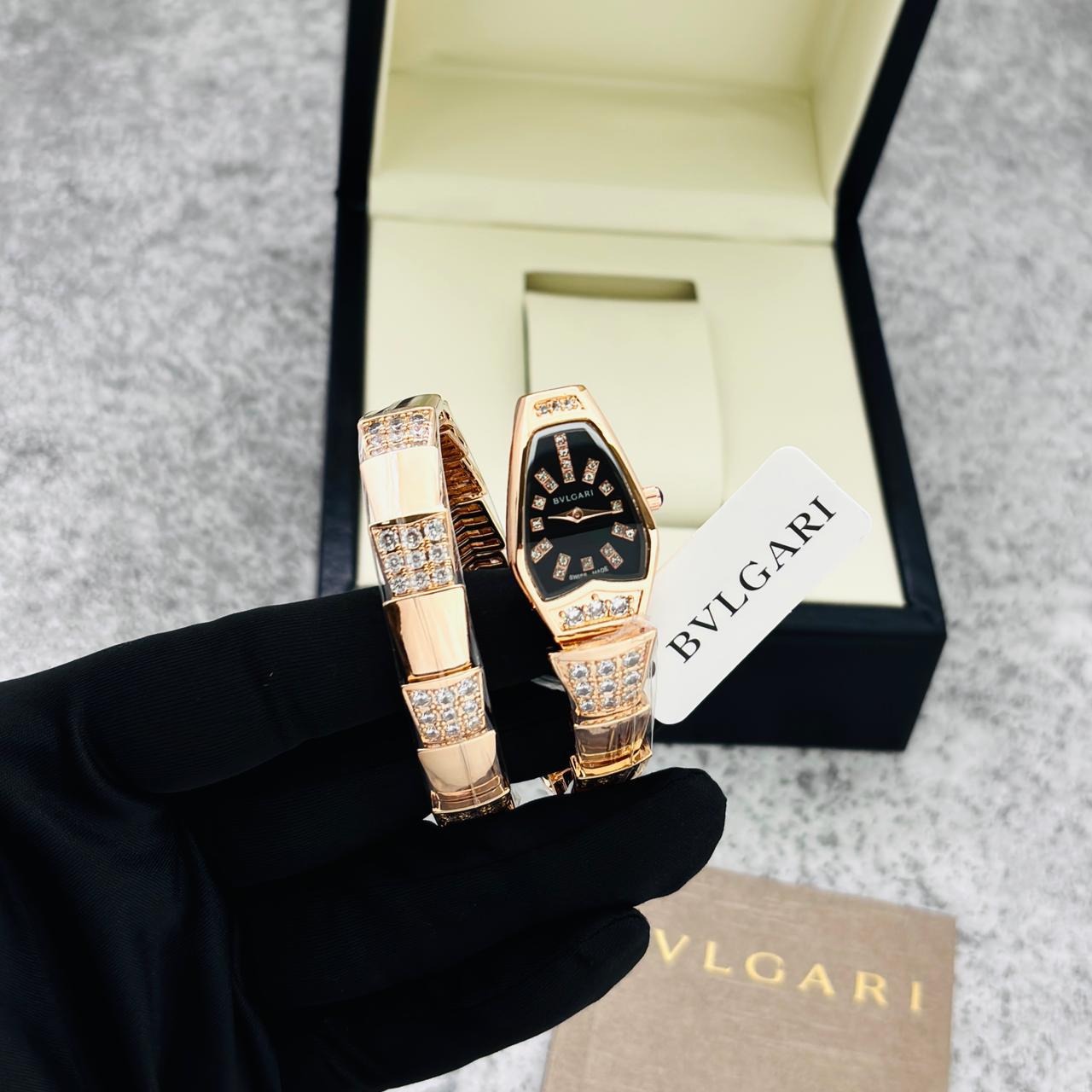 BVLGARI Serpenti Seduttori Style Rose Gold & Black Dial Women's Watch