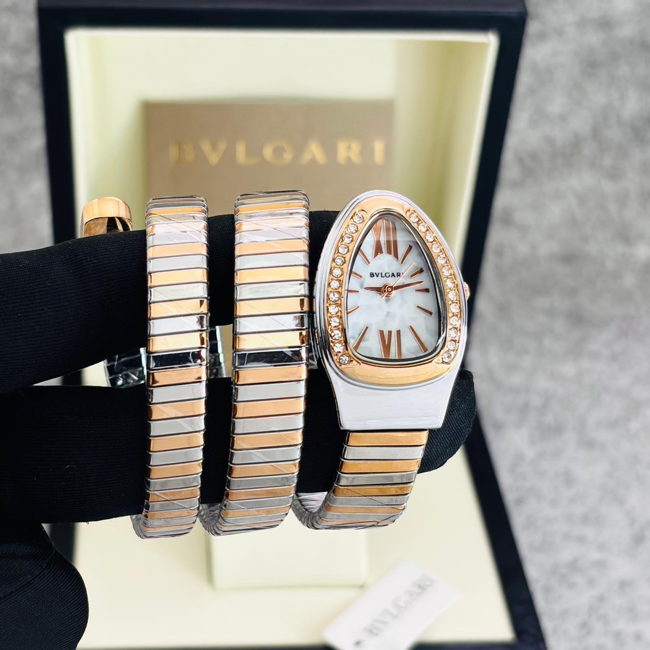 BVLGARI Serpenti Tubogas Style Tri-Tone Gold & Silver Women's Watch