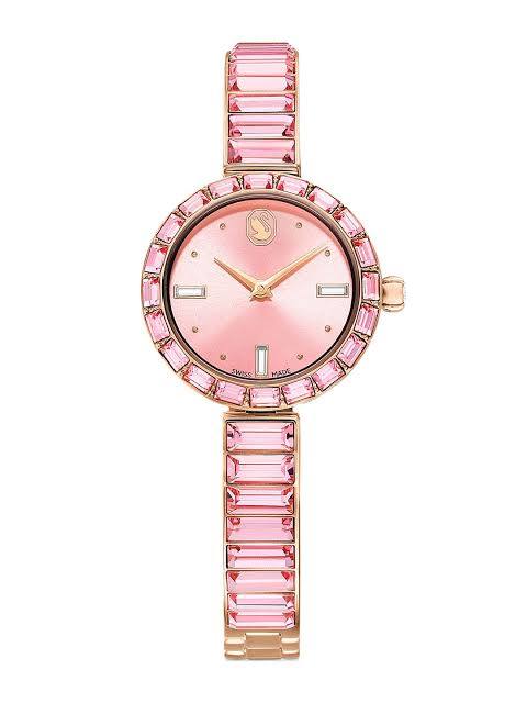 Swarovski Matrix Style Rose Gold & Pink Crystal Bangle Women's Watch