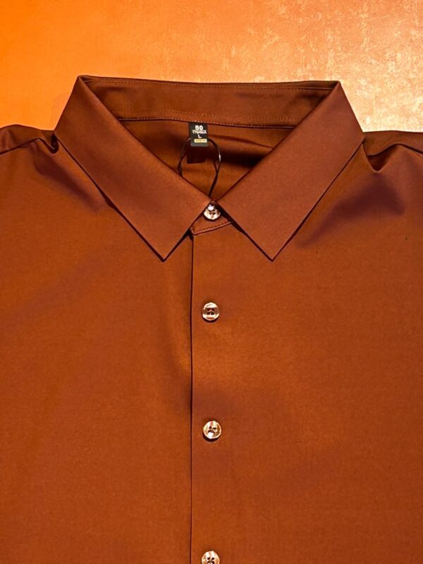 Lusso Milano Men's Satin Solid Dress Shirt – Luxury Chestnut Brown