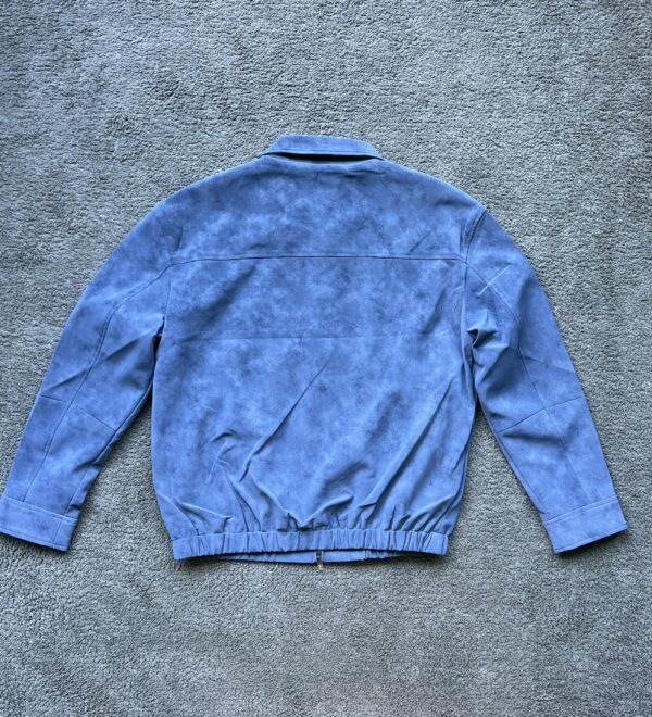 Brunello Cucinelli Men's Steel Blue Luxury Faux Suede Bomber Jacket