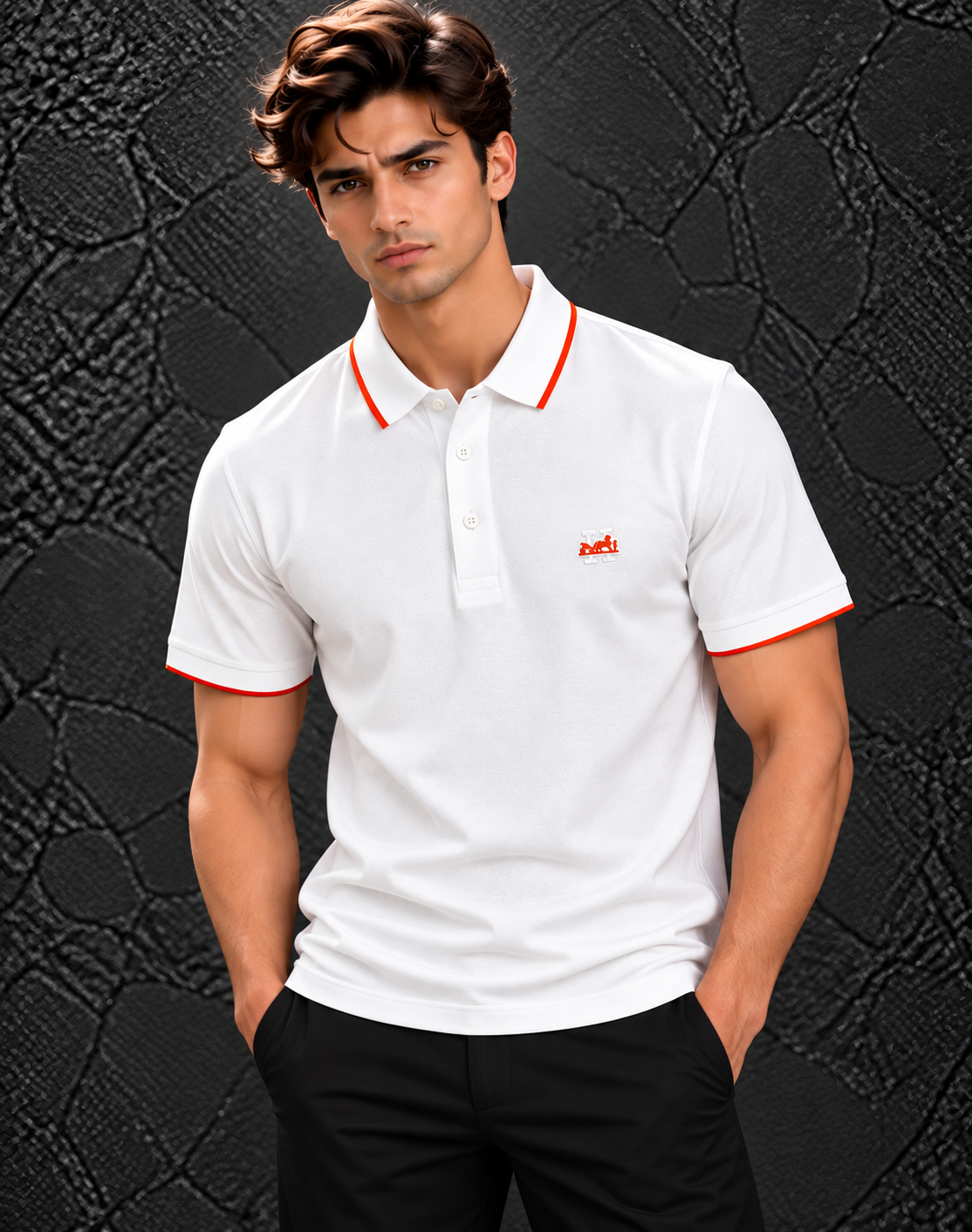 Hermes Men's White Short Sleeve Polo Shirt